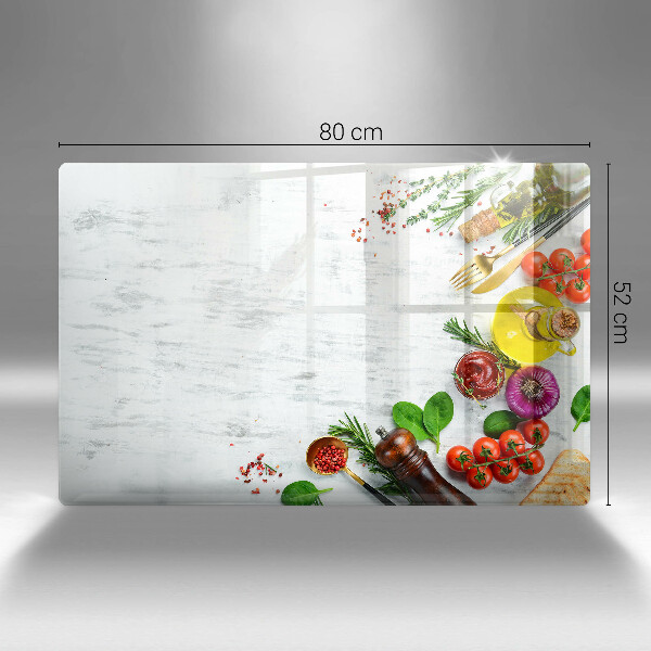 Skleněná deska za sporák Zelenina a koření