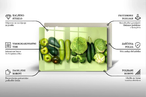 Skleněná deska za sporák Zelené ovoce a zelenina