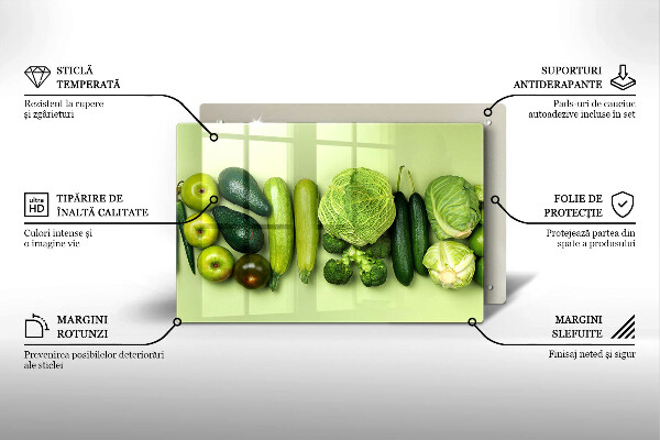 Skleněná deska za sporák Zelené ovoce a zelenina