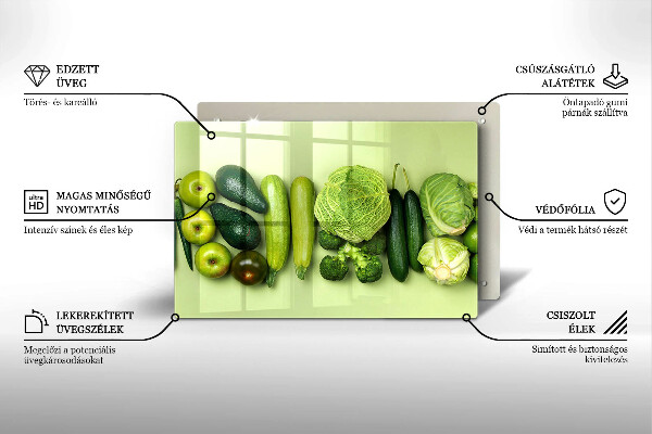 Skleněná deska za sporák Zelené ovoce a zelenina
