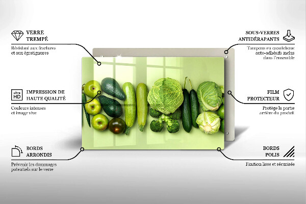 Skleněná deska za sporák Zelené ovoce a zelenina