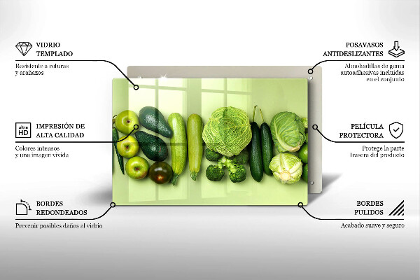 Skleněná deska za sporák Zelené ovoce a zelenina