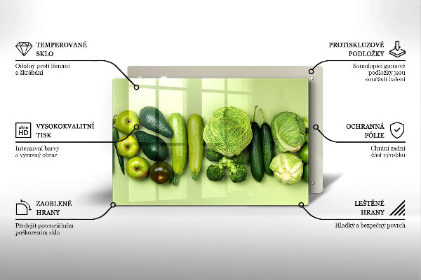 Skleněná deska za sporák Zelené ovoce a zelenina