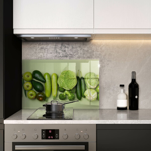 Skleněná deska za sporák Zelené ovoce a zelenina