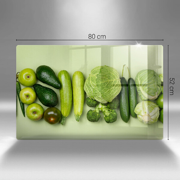 Skleněná deska za sporák Zelené ovoce a zelenina