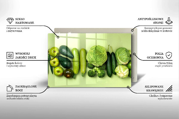 Skleněná deska za sporák Zelené ovoce a zelenina