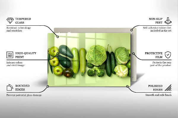 Skleněná deska za sporák Zelené ovoce a zelenina