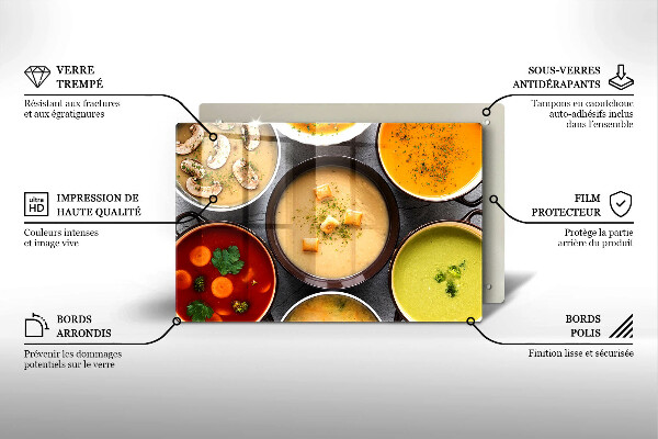 Skleněná deska za sporák Barevné polévky