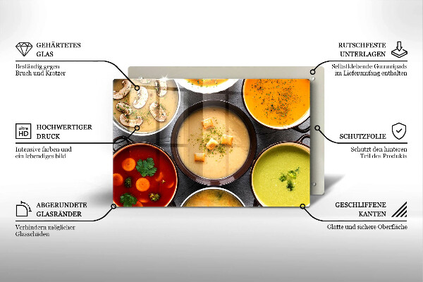 Skleněná deska za sporák Barevné polévky