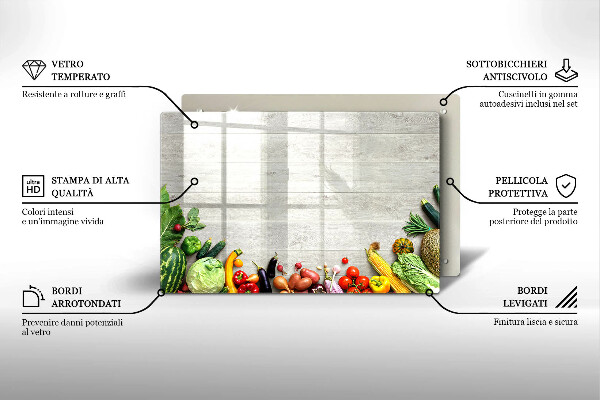 Skleněná deska za sporák Zelenina na krytech