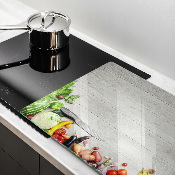 Skleněná deska za sporák Zelenina na krytech