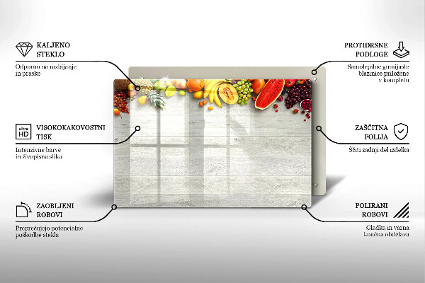 Skleněná deska za sporák Ovoce na obalech