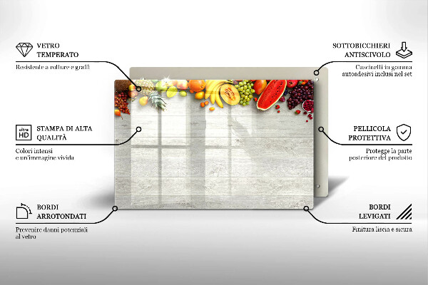 Skleněná deska za sporák Ovoce na obalech