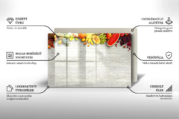 Skleněná deska za sporák Ovoce na obalech