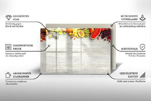 Skleněná deska za sporák Ovoce na obalech