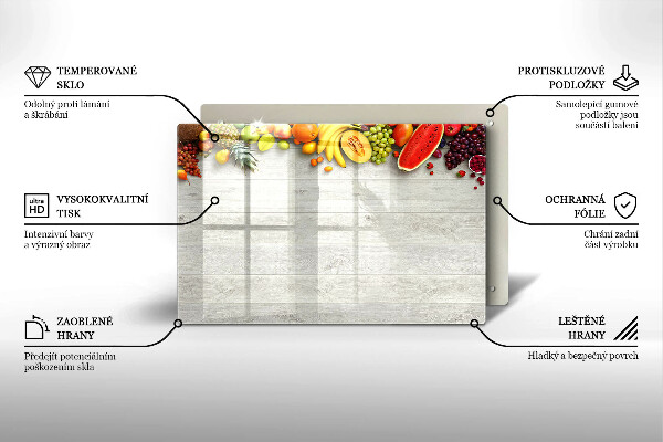 Skleněná deska za sporák Ovoce na obalech