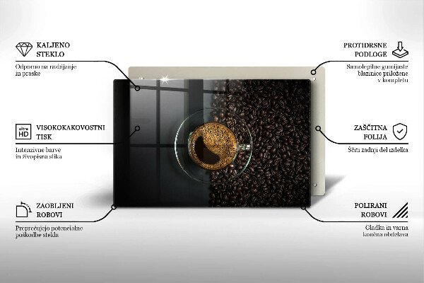 Skleněná deska za sporák Káva a fazole