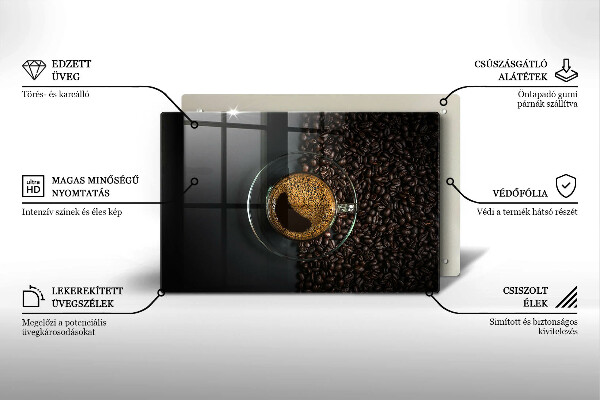 Skleněná deska za sporák Káva a fazole