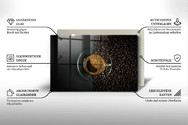 Skleněná deska za sporák Káva a fazole