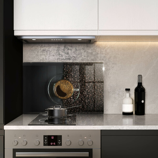 Skleněná deska za sporák Káva a fazole