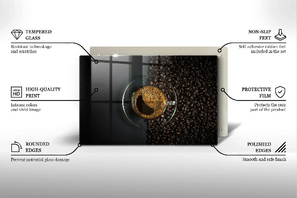 Skleněná deska za sporák Káva a fazole