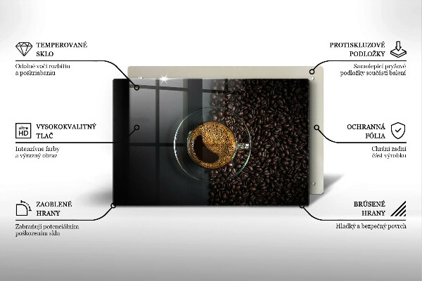 Skleněná deska za sporák Káva a fazole