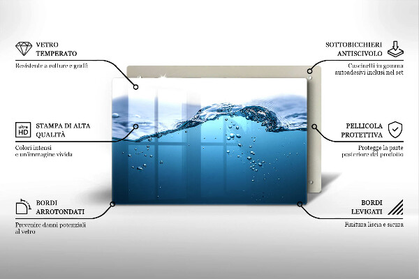 Skleněná deska za sporák Modrá voda