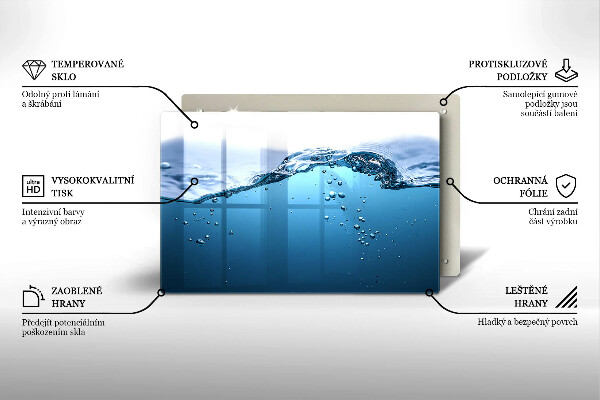 Skleněná deska za sporák Modrá voda