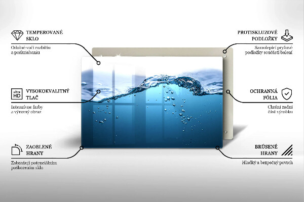Skleněná deska za sporák Modrá voda