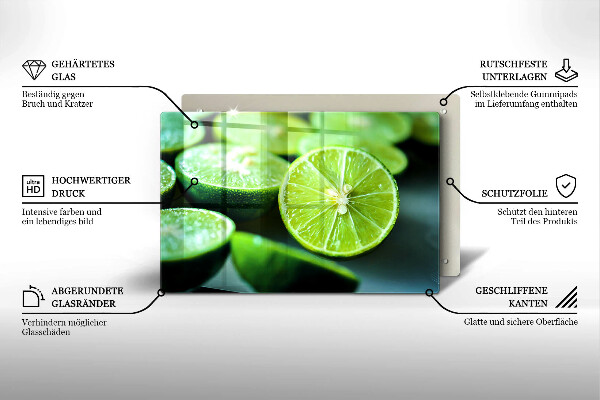 Skleněná deska za sporák Limetkový citrus