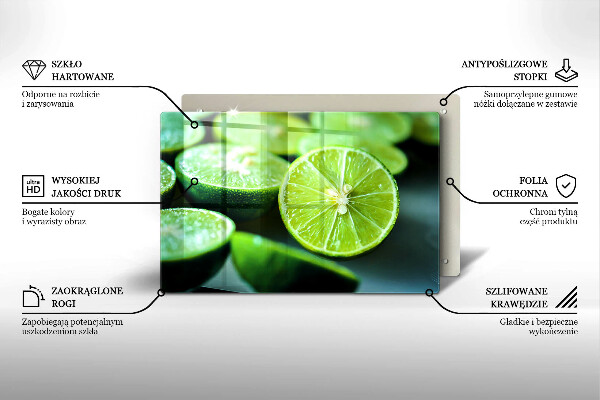 Skleněná deska za sporák Limetkový citrus