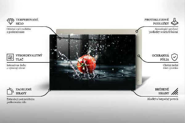 Skleněná deska za sporák Rajče ve vodě