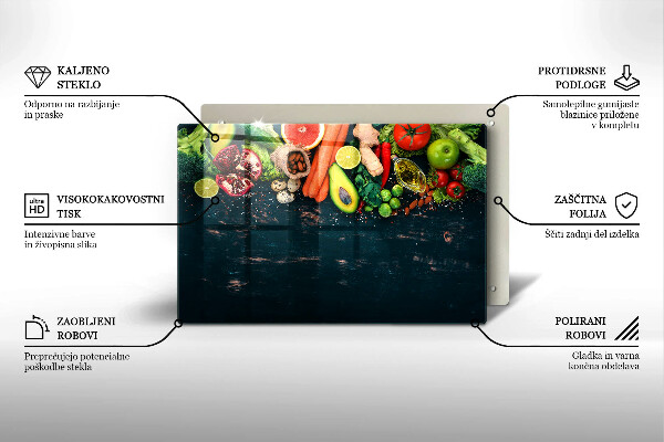 Skleněná deska za sporák Ovoce a zelenina