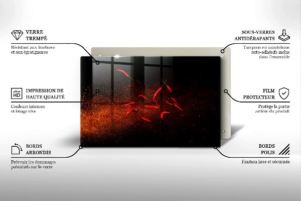 Skleněná deska za sporák Pálivé chilli papričky