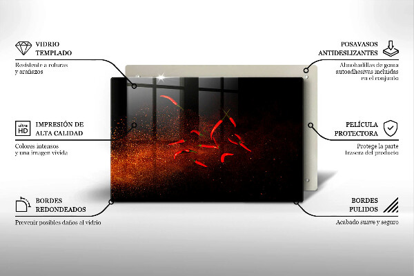 Skleněná deska za sporák Pálivé chilli papričky