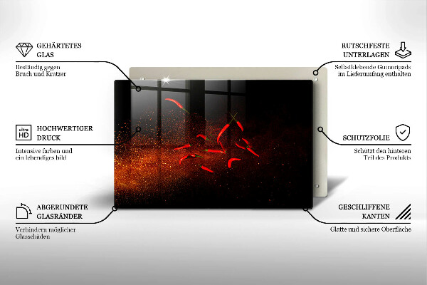 Skleněná deska za sporák Pálivé chilli papričky
