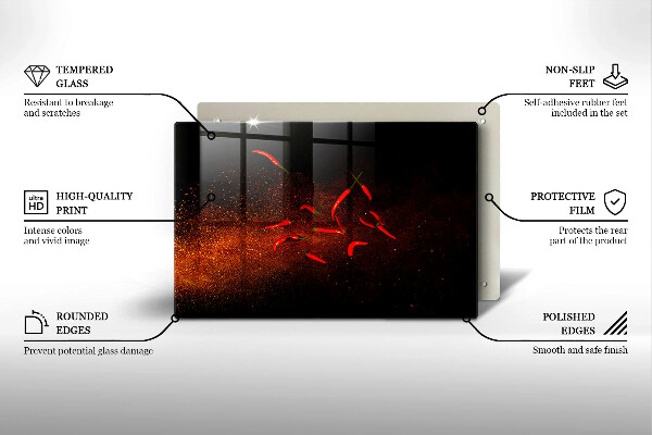 Skleněná deska za sporák Pálivé chilli papričky