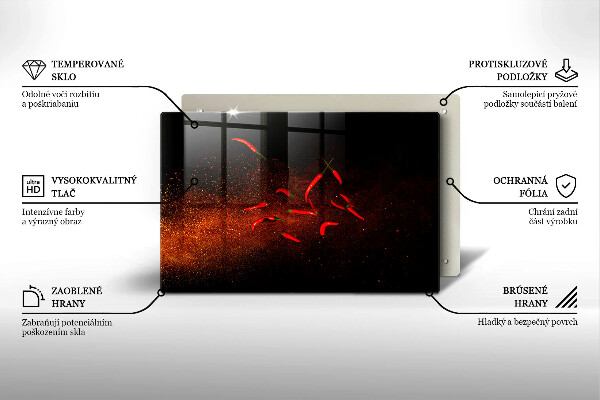 Skleněná deska za sporák Pálivé chilli papričky
