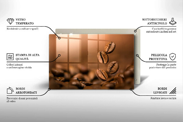 Skleněná deska za sporák Kávová zrna