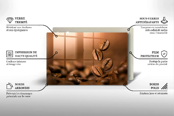 Skleněná deska za sporák Kávová zrna