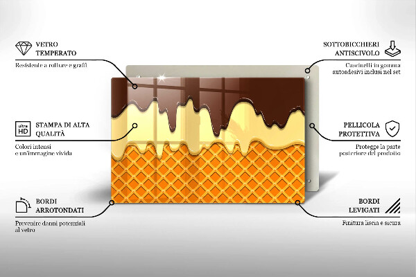 Skleněná deska za sporák Ilustrace kornoutu zmrzliny