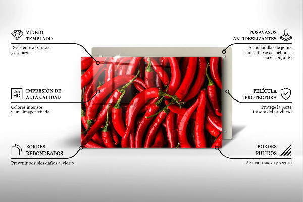Skleněná deska za sporák Pálivé chilli papričky