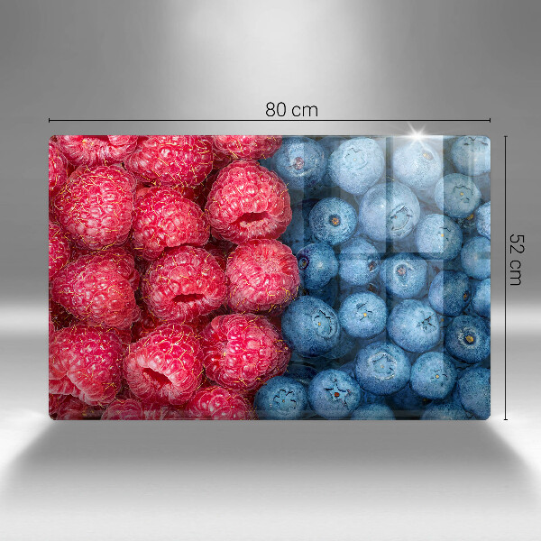 Skleněná deska za sporák Plody maliny a borůvky