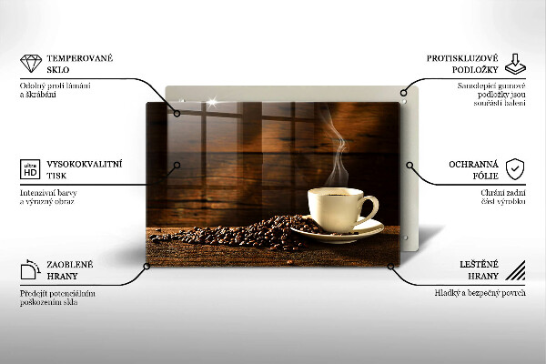 Skleněná deska za sporák Dřevěný hrnek na kávu