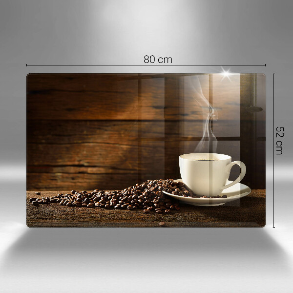 Skleněná deska za sporák Dřevěný hrnek na kávu