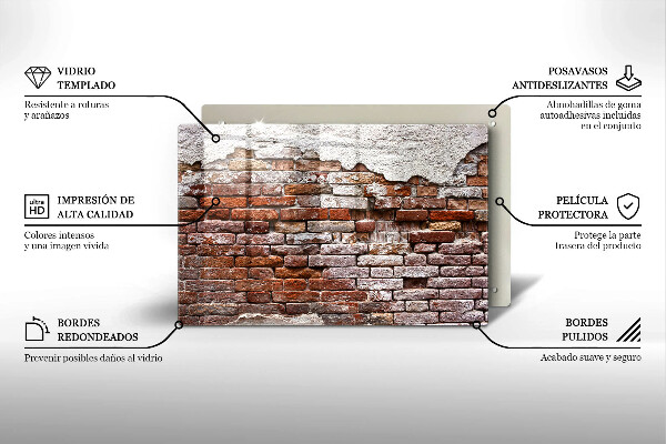 Skleněná deska za sporák Staré cihlové a betonové zdi