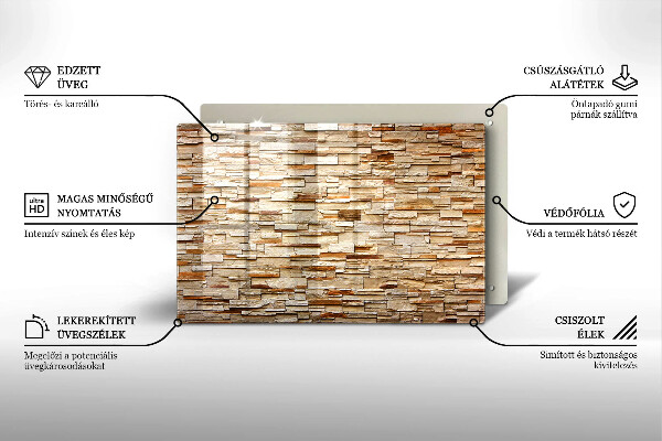 Skleněná deska za sporák Textura dekorativních kamenů