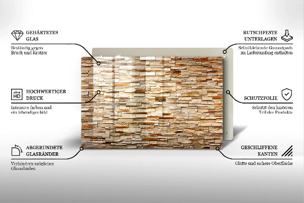 Skleněná deska za sporák Textura dekorativních kamenů