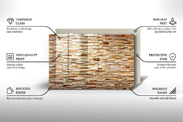 Skleněná deska za sporák Textura dekorativních kamenů
