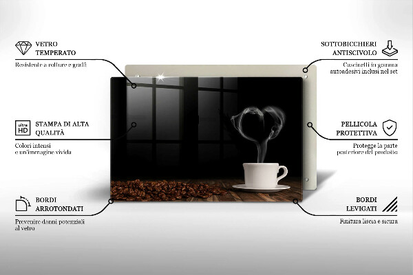 Skleněná deska za sporák Srdce šálku kávy